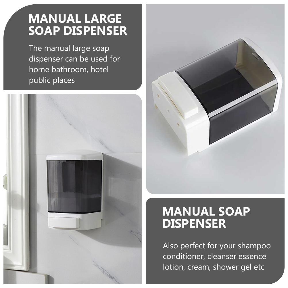 Manual Soap Dispenser Large Wall Mount Liquid Container Bubble Lotion Plastic