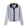 Winter new unique chic beautiful top sweater women's niche high-end blue knitted cardigan