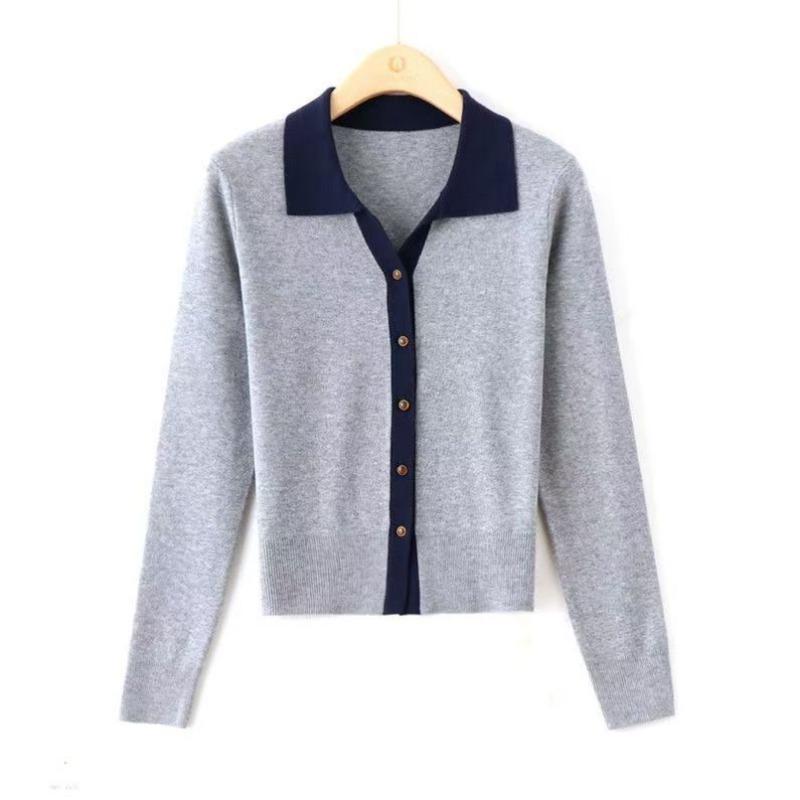 Winter new unique chic beautiful top sweater women's niche high-end blue knitted cardigan