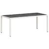 VidaXL Garden Table with Glass Top, Dining Table, Meal Table, Outdoor Patio Terrace Furniture, White 368129