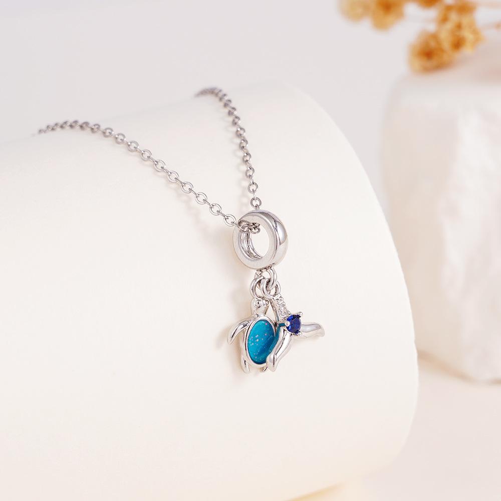 

Sweet Cute Zircon Fish Shell Turtle Charms Necklaces for Women Girls Stainless Steel Chain Fashion Jewelry Accessories Gifts