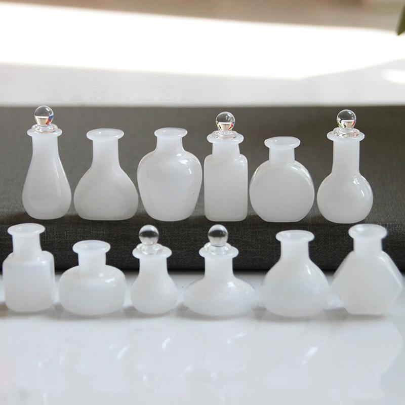 1:12 Dollhouse Miniature Glass Bottle Storage Jar Mini Geometric Shape Bottle Sealed Storage Bottle With Lid Vase Model Toys