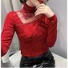 Spring Autumn Classic Women Turtleneck Long Sleeved T-Shirt Fashion Sexy Hot Diamonds Tees Elastic Slim Girl Tops Blouse