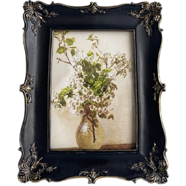 Vintage Picture Frame,Decorative Photo Frame Antique White Ornate 6inches Photo Frame for Tabletop and Wall Display