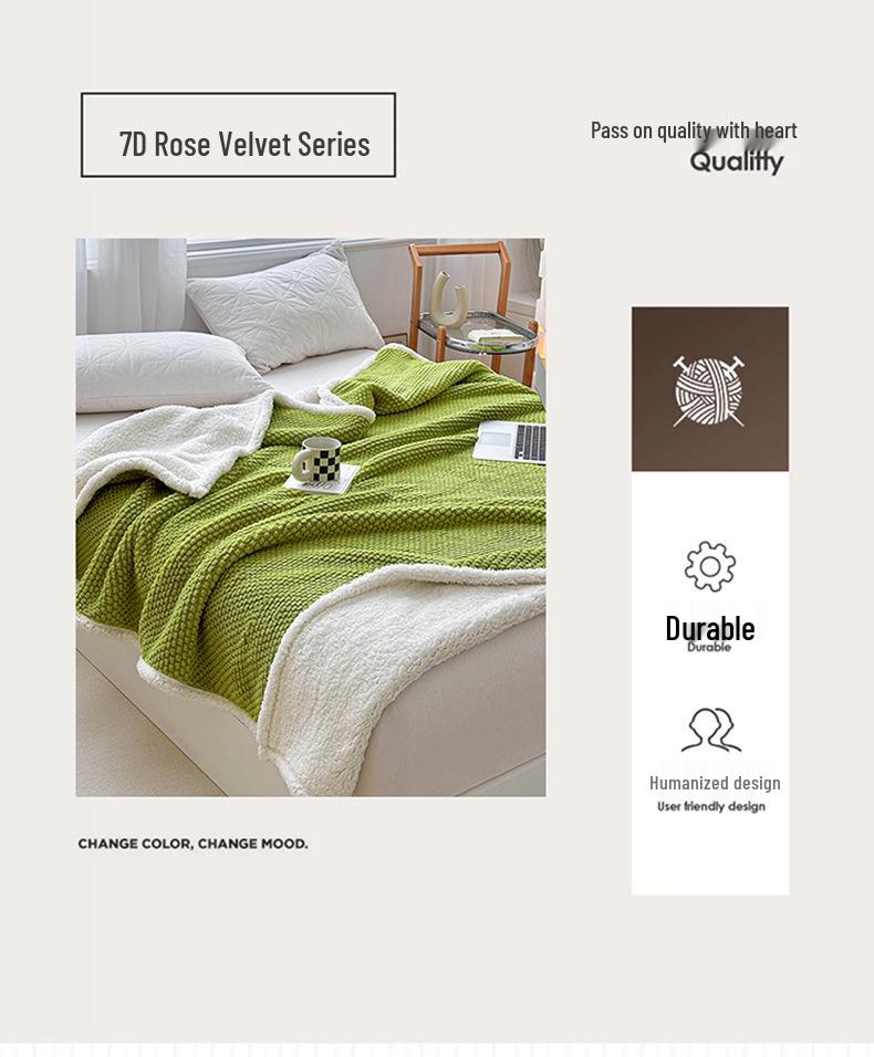 Winter Double-Layer Lambswool Flannel Blanket for Office or Nap Use