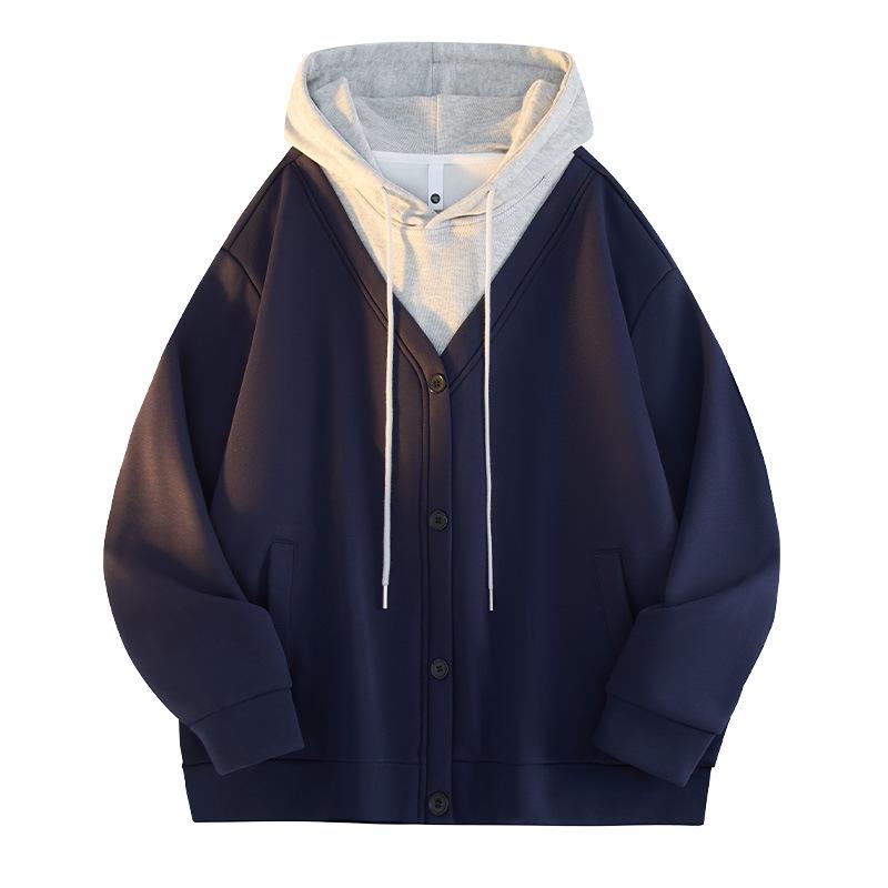 

2025 Unisex Retro American-Style Two-Piece Hoodie Sweatshirt Extra Extra Large темно-синього кольору