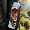 1PC Leopard Tiger Rose Graphic,750ml Color Plastic Sports Water Bottle,Leakproof Flip Straw Lid,Suitable for Sports Office Home Use