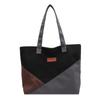 Vintage Colorblock Tote Bag, Women's Casual Handbag For Commute Work, Large Capacity