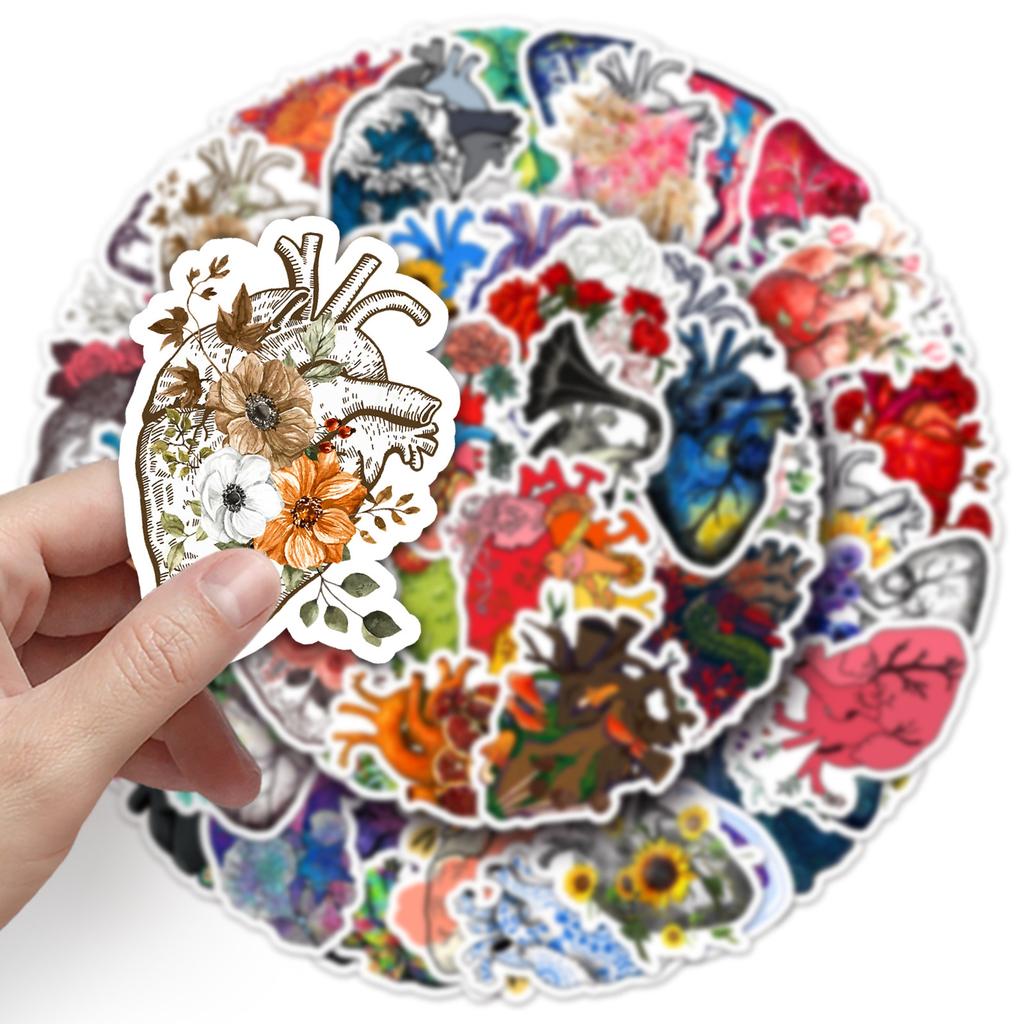 50 Herz-Graffiti-Aufkleber Personalisierte Kreative Blumen Dekoration Handyhülle Wasserbecher Skateboard Koffer Aufkleber