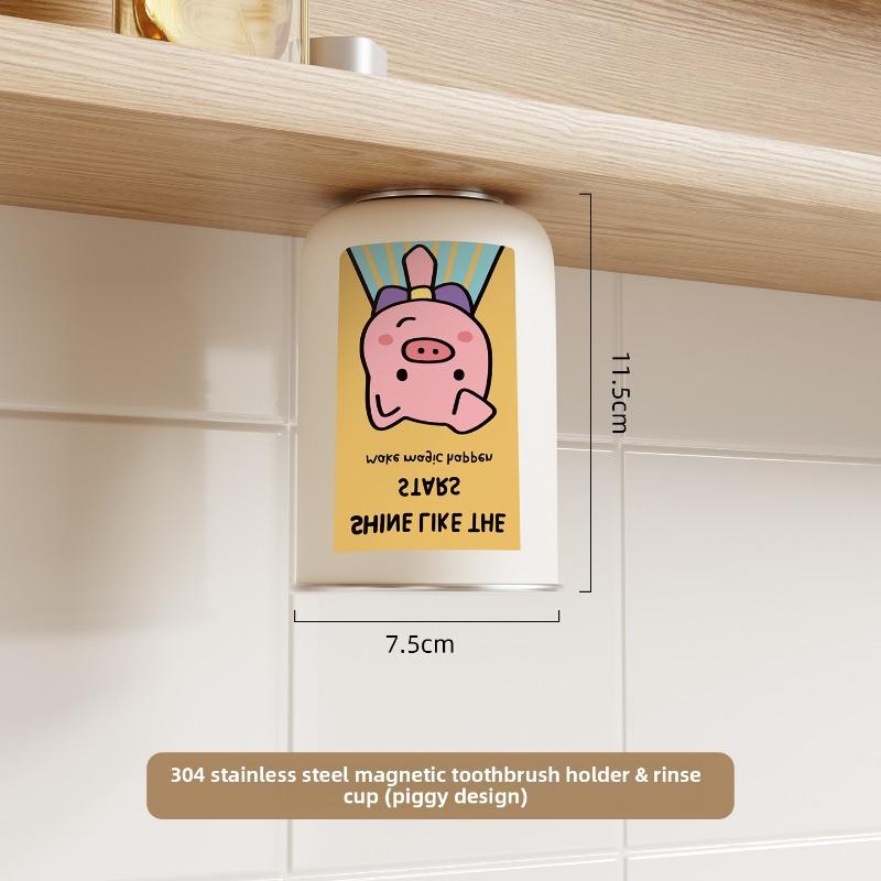 304 Stainless Steel Parent-child Mouthwash Cup, Magnetic Mouthwash Cup, Wall-mounted Desktop Toothbrush Cup