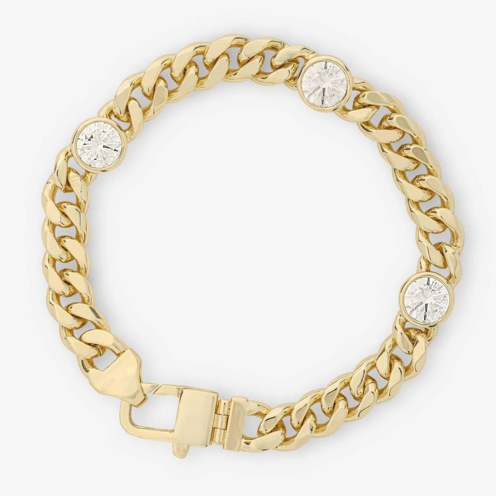 Elegant Cuban Zirconia Necklace Metal Rhinestone Bracelet Titanium Steel Bracelet Youth Jewelry