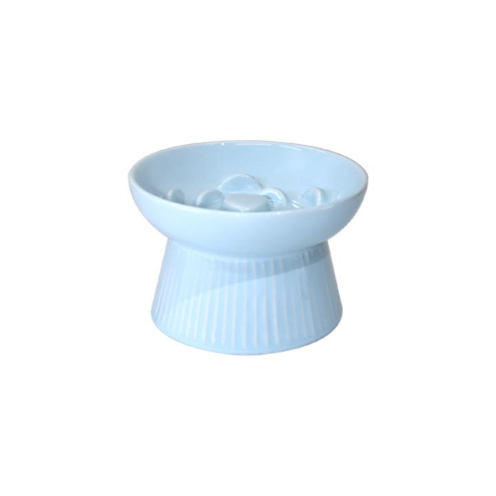 Ceramic Pet Cat Bowl Dog Bowl Medium and Small Dog Cat Anti-choking Slow Food Slow Food Bowl Anti-overturning High Foot Neck Protection Rice Bowl