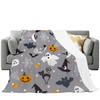 Halloween Blanket Grey Flannel Soft Comfortable Lightweight Blanket Sofa Cartoon Halloween Themed Decoration