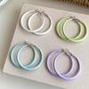 1Pair Dopamine Macaron Color Hoop Earrings For Women Solid Color Big Round Ear Buckles Temperament Versatile Earrings Gifts