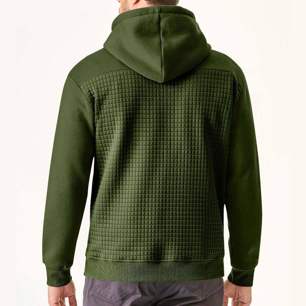 Men's Waffle Color Block Hoodie for Autumn/Winter
