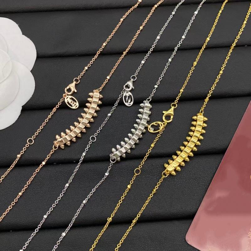 Kaga Precision CNC 18K Rose Gold Rivet Bracelet & Diamond Necklace, European & American Fashion.
