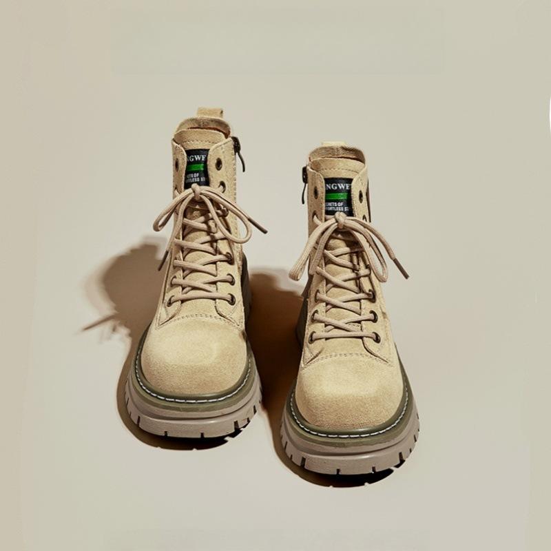 Martin boots women's 2025 new autumn retro heightening tooling boots outdoor single boots popular thick-soled heightening short boots