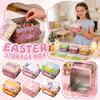 Easter Bunny Print Candy Gift Tin Box with Handle for Boys and Girls, Portable Iron Tin Box with Lid Gift Boxe for Presents