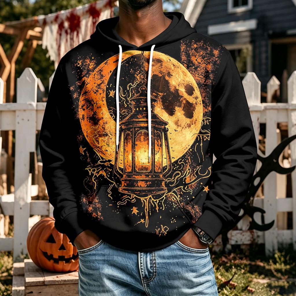 Men's Halloween Hoodie with Pockets - Comfortable Pullover Sweatshirt for Casual Sports and Outdoor Activities