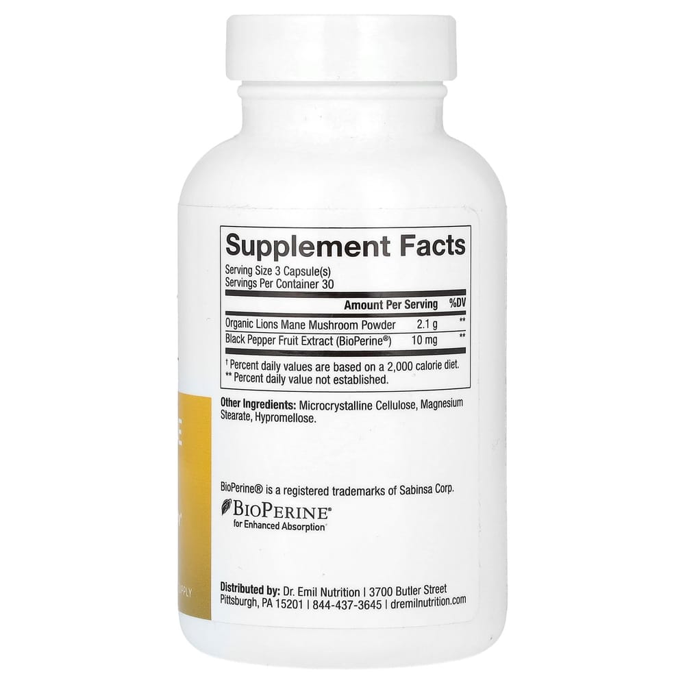 Lion's Mane Mushroom Smart Shroom 2100mg Veggie Capsules 90 Count
