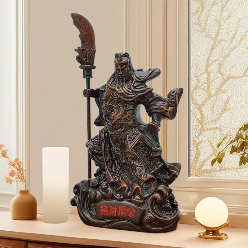 Chińska Statua Guan Gong Feng Shui Rzeźba z Żywicy Historyczna Postać Mitologiczna Statua Zbierania Bogactwa do Domu Pokoju Biura