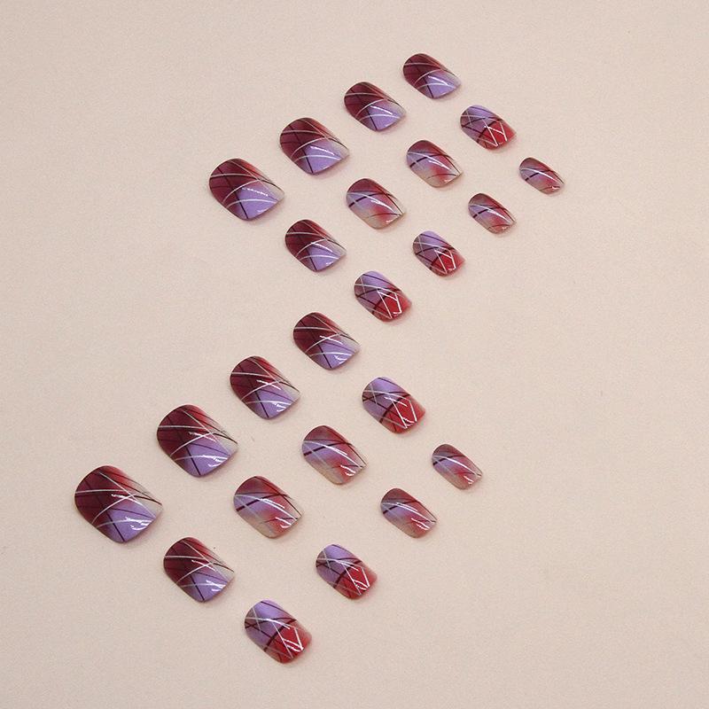 Glazed Ice-Sealed Ombre Press-On Nails: Short Style, Icy Summer European American INS Design