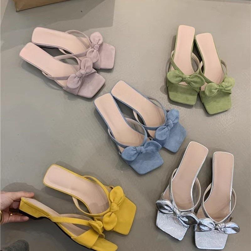 Cool slippers women's new with skirt bow open-toed beach sandals