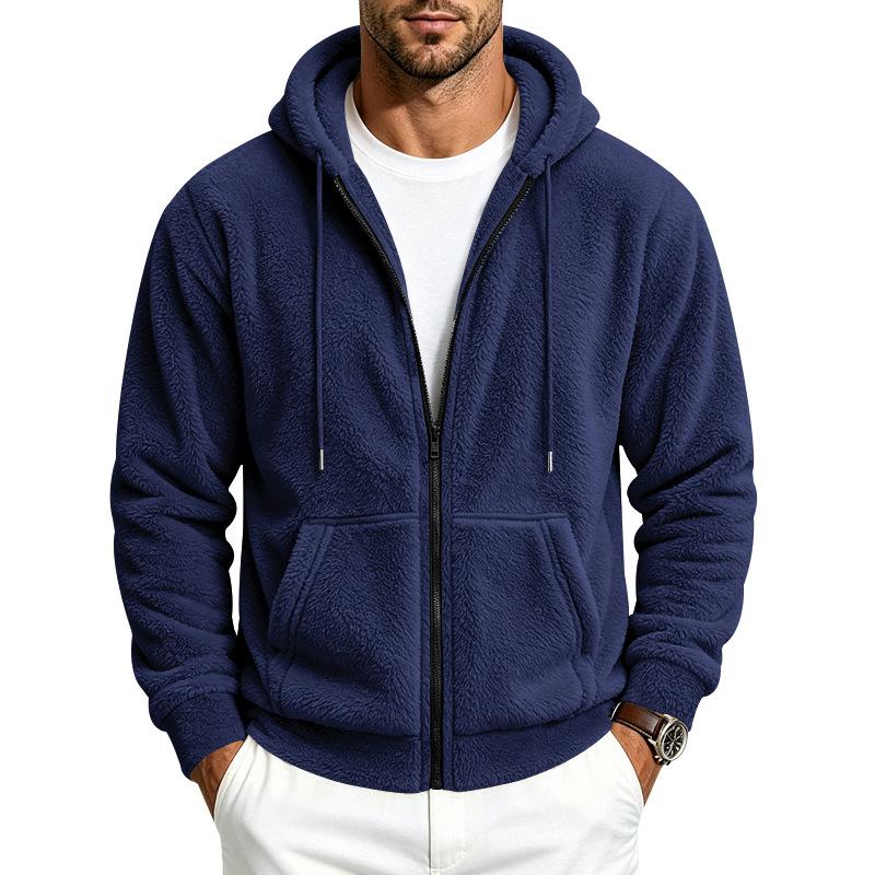 Men S Fleece Lined Zip Up Hooded Casual Sweatshirt