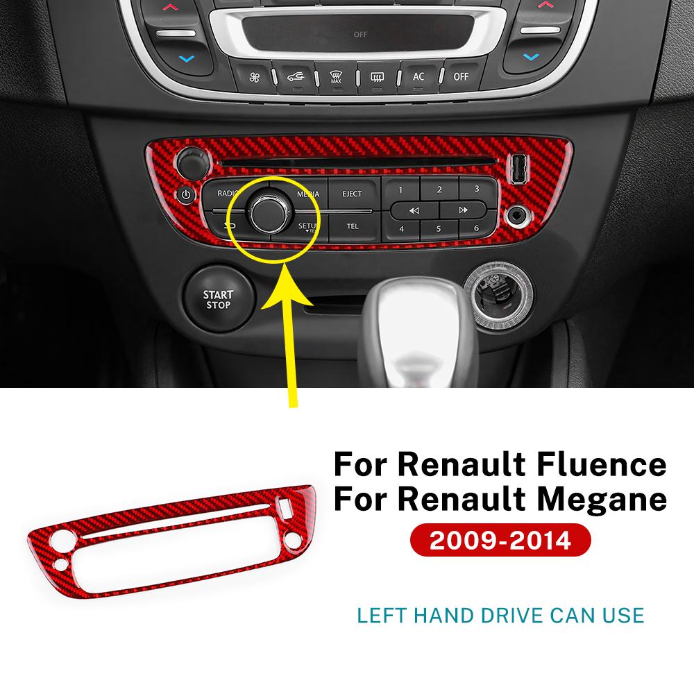 Renault Fluence Megane RS 2009 2010 2011 2012 2013 2014 için Gerçek Yumuşak Karbon Fiber Çıkartma LHD Merkezi Kontrol CD İç Çerçevesi
