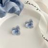French Fashion Enamel Mosquito Coil Clip on Earrings for Women Blue Butterfly Flower Non Pierced Earrings Jewelry