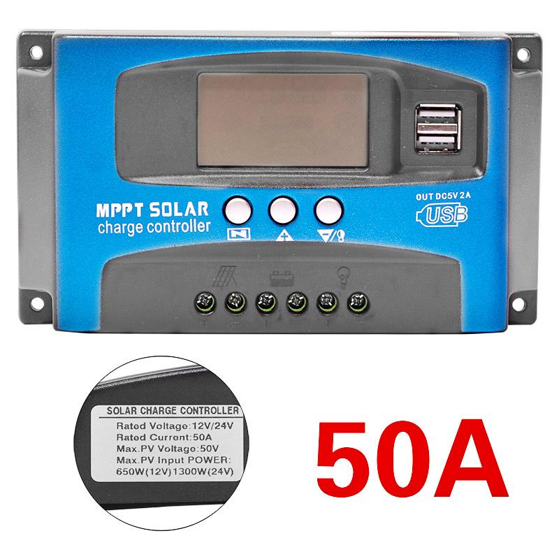 12V/24V MPPT Solar Laderegler Dual USB LCD Dis 30/40/50/60/100A Auto Solarzelle Panel Ladegerät Regler Mit Loadplay