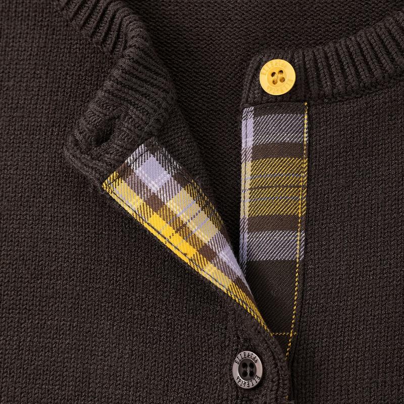 ELLE KIDS Girls' Casual Plaid Knit Cardigan