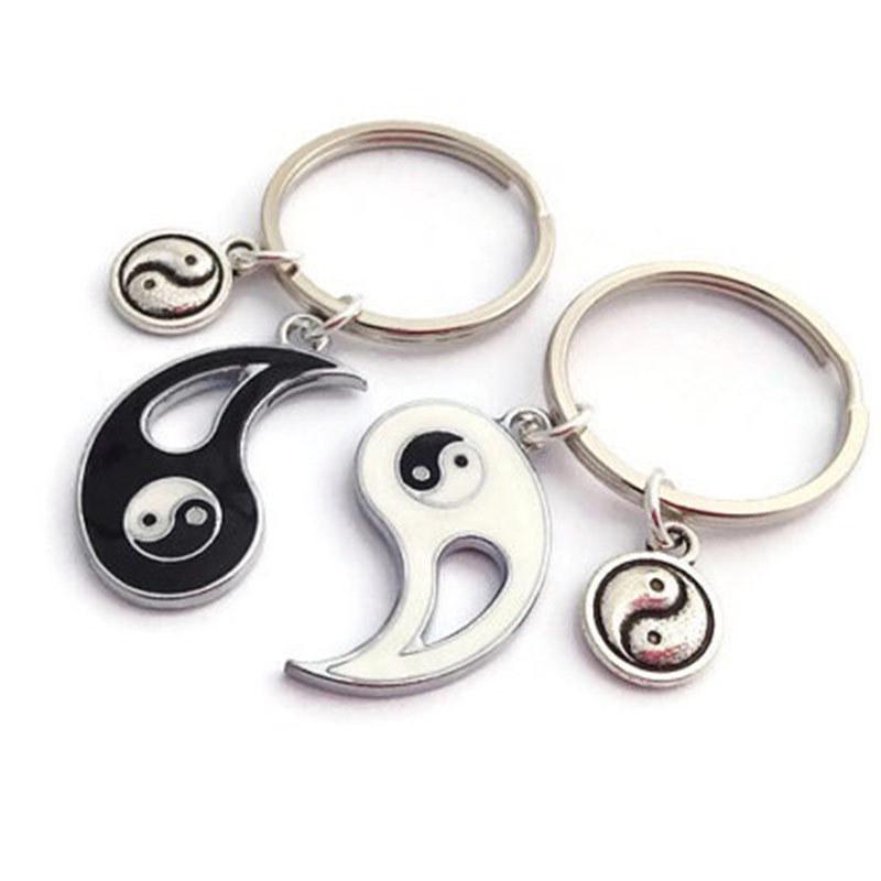 Tai Chi Yin Yang Bagua Friendship Keychain Set for Couples