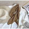 NINA SOLOR 57cm Versatile Striped Silk Square Scarf