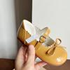 Girls' Princess Bow Patent Leather Shoes - Shiny, Low-Cut, Magic Tape, Japanese Style for Spring and Autumn