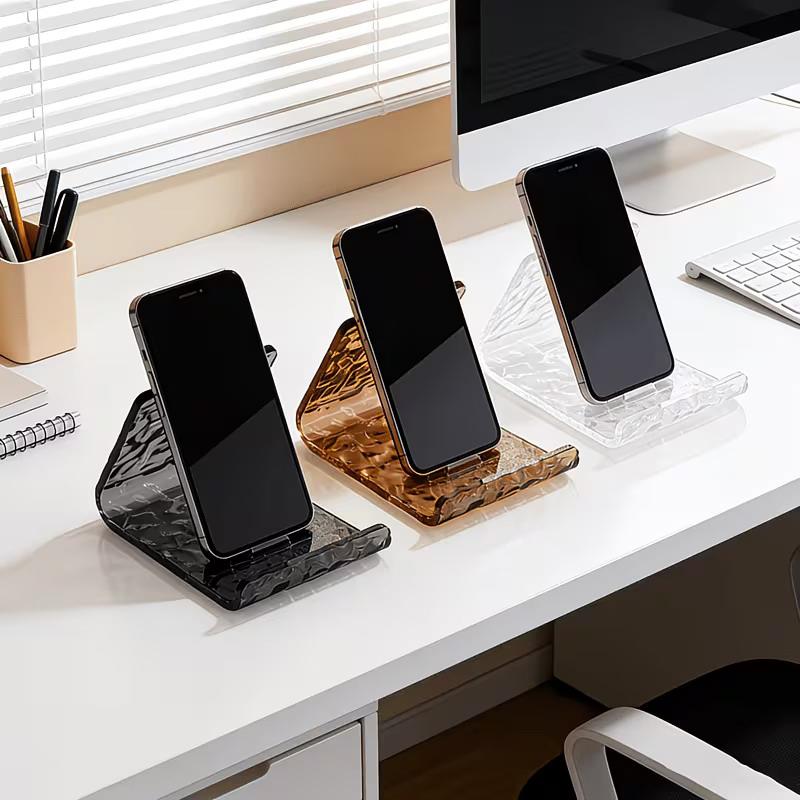 Adjustable Acrylic Phone Holder Glacial Pattern Tablet Stand Minimalist Desk Lazy Bracket for Kitchen Office Bed