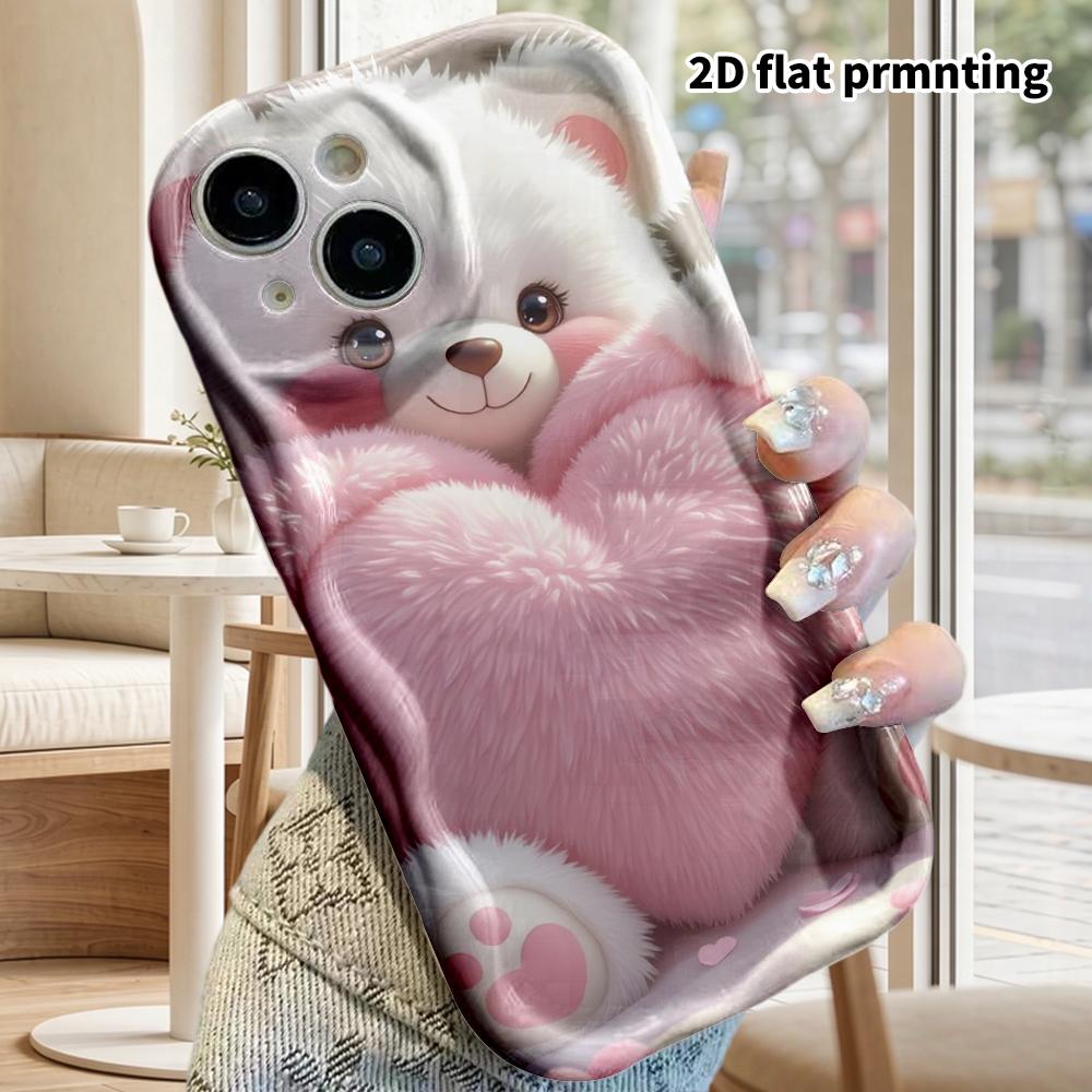 Phone Case: 2D Flat Design Cases Suitable for iPhone 18 17 16 15 14 13 Pro, Couple Style, White Little Bear, Christmas and Halloween Gifts