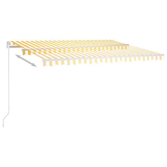 VidaXL Automatic Retractable Awning with Posts 4x3.5 M Yellow White 3070028