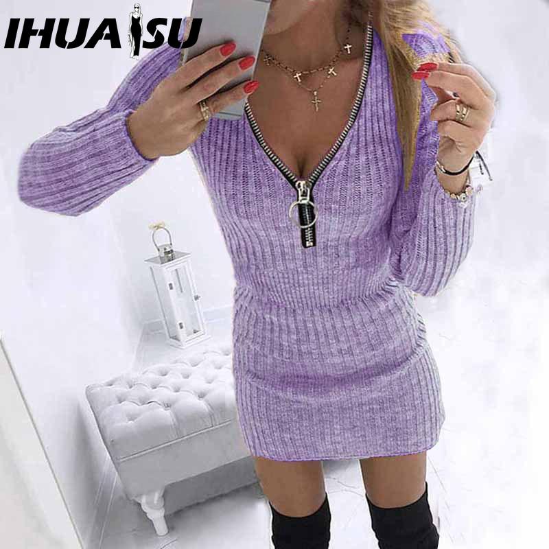 

IHUASU S-5XL Осенне-зимние женские юбки с запахом, трикотажное платье с длинным рукавом, талия на молнии, бедра XXL фиолетовый