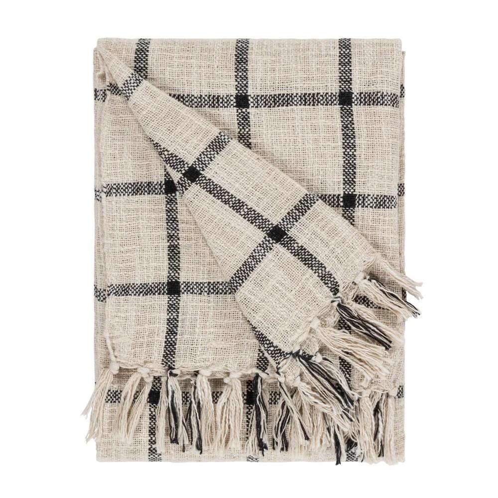 Yard Beni Checked Fringed Throw