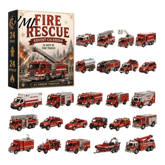 Ricordo Decorativo di Natale 2026 Calendario dell'Avvento Trasporti, Set di Ornamenti in Acrilico da 24 Giorni con Figure di Veicoli per Festa, da Appendere all'Albero