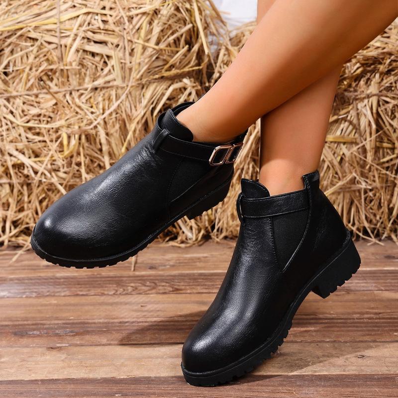 New Martin boots for autumn and winter, low-heeled belt buckles, boots, plus-size boots