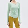 2023 Spring V-Neck Long Sleeve Yoga Top with Chest Pads - Women's Running and Fitness Wear