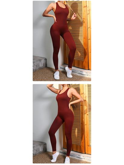 Women's Autumn/Winter Yoga Jumpsuit - Peach Butt, One-Piece Fitness Suit