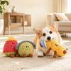 Teeth Grinding Toys for Puppies Plush Fruit Dog Toy with Bell, Squeaky Interactive Chew Toy, Shape Pet Soft Stuffed Small To Medium Dogs