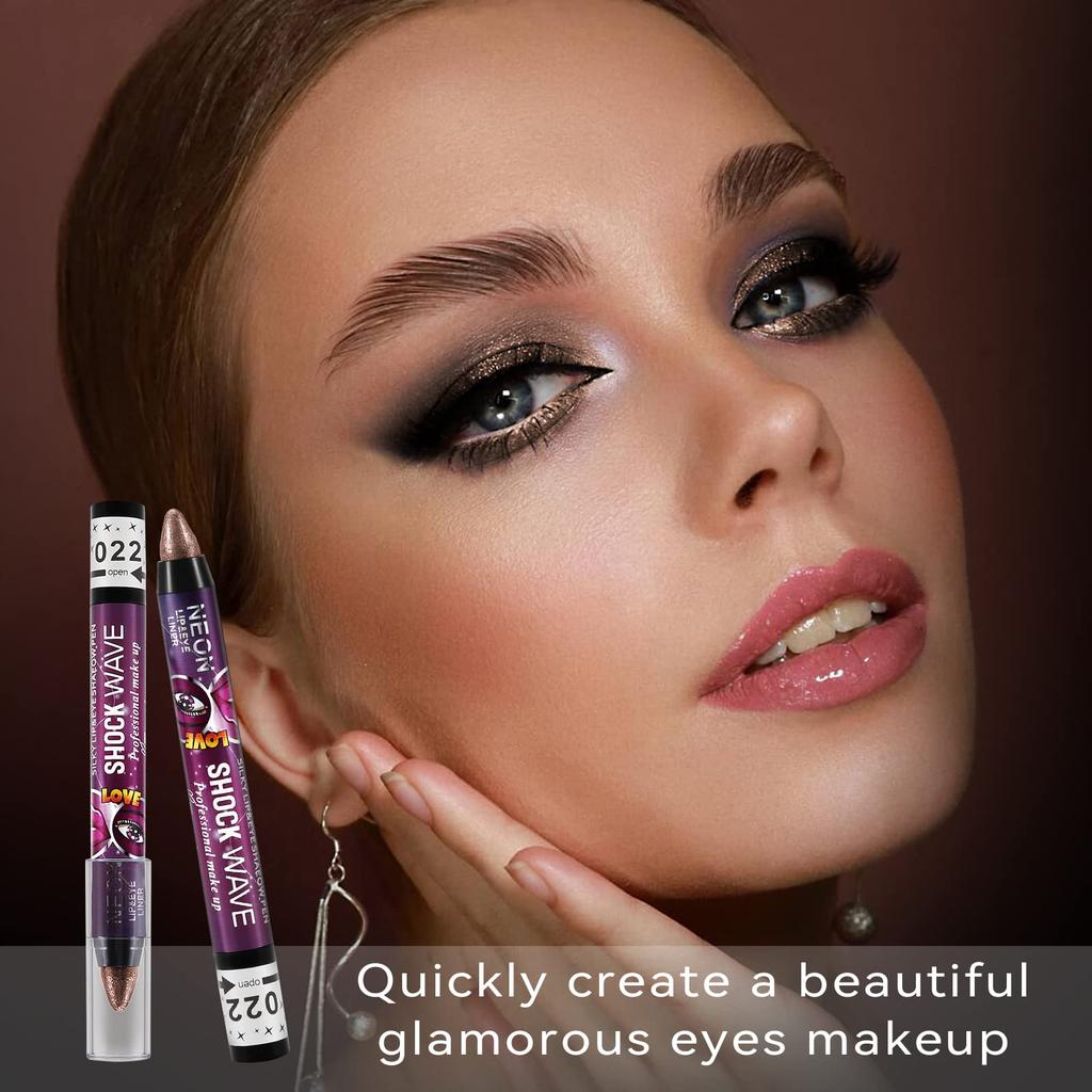 Boobeen 2 in 1 Eyeshadow Lip Color Cream Shimmer Smooth Eyeshadow Bright Eyeshadow Primer Eyeshadow Makeup Stick & Crayon, Pencil, Base, Smudge-proof