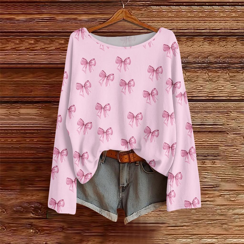 Long Sleeve Shirts For Women Printed Tees Blouses Casual Plus Size Basic Tops Pullover Casual Tunic Top Loose FitShirt