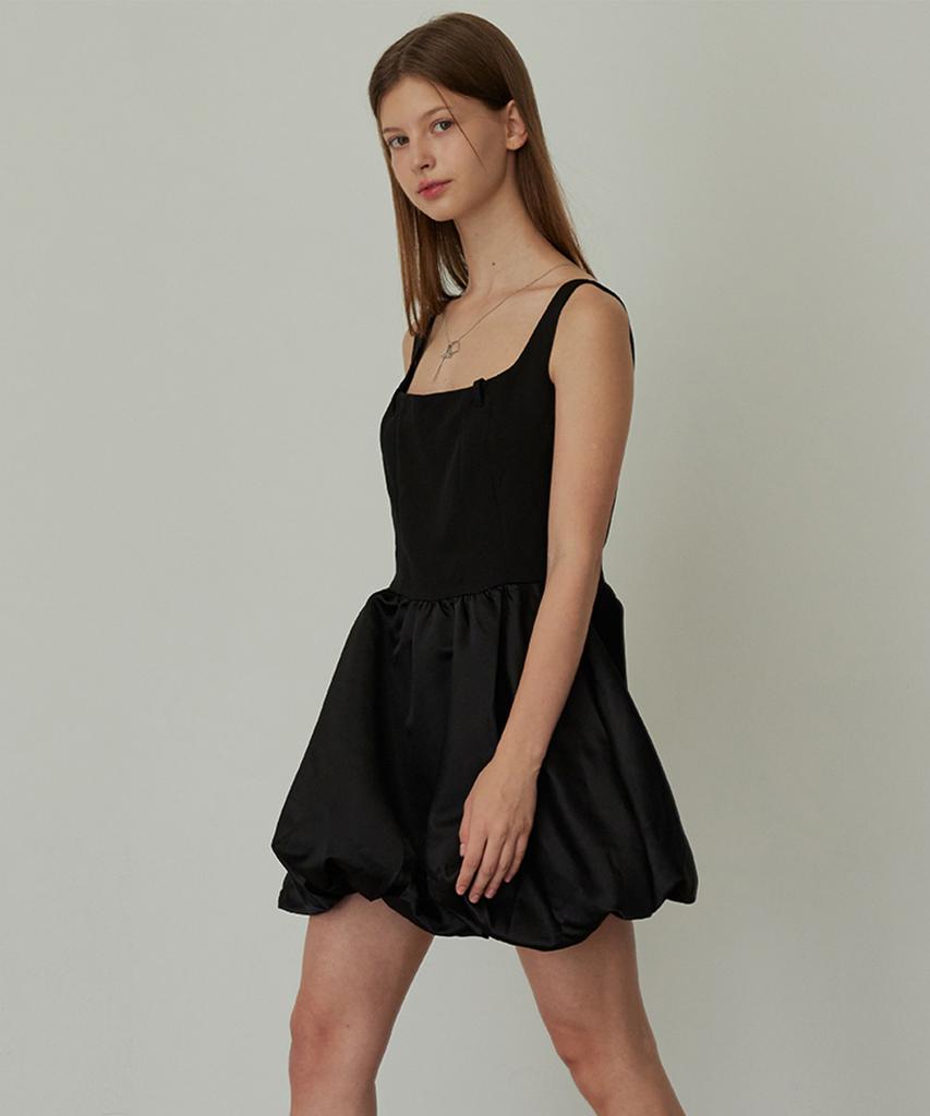 Hypernet Balloon Mini Dress Black