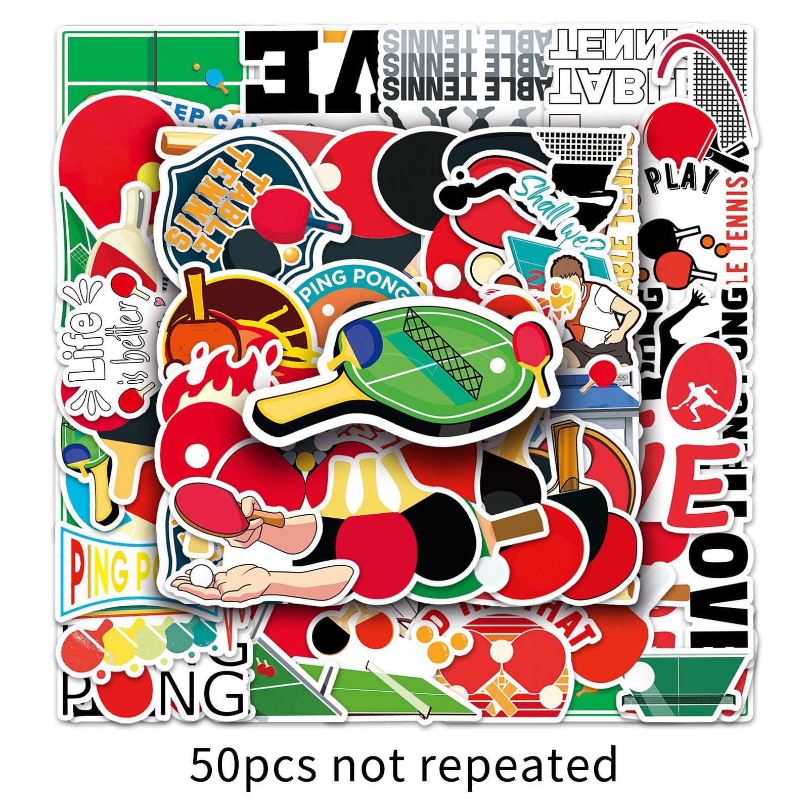 50 Table Tennis Graffiti Personalized Sports Mobile Phone Skateboard Suitcase Waterproof Stickers