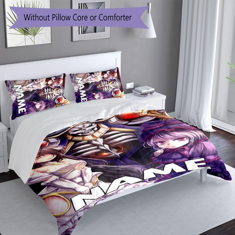 3pcs Custom Name Overlord Bedding Set,Includes 1 Duvet Cover and 2 Pillowcases,All-season Bedroom Decor